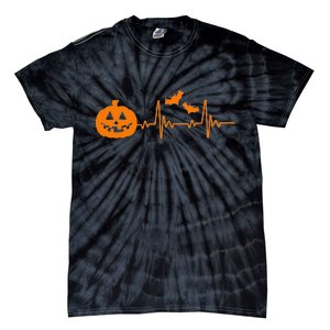 Halloween Pumpkin Heartbeat Pulse Tie-Dye T-Shirt