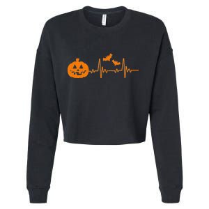 Halloween Pumpkin Heartbeat Pulse Cropped Pullover Crew