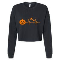 Halloween Pumpkin Heartbeat Pulse Cropped Pullover Crew