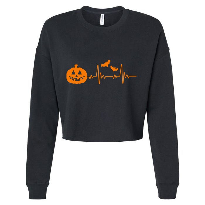 Halloween Pumpkin Heartbeat Pulse Cropped Pullover Crew