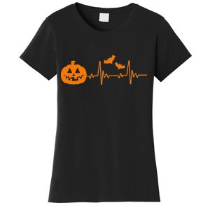 Halloween Pumpkin Heartbeat Pulse Women's T-Shirt