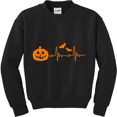 Halloween Pumpkin Heartbeat Pulse Kids Sweatshirt