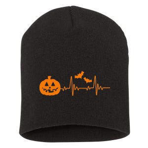 Halloween Pumpkin Heartbeat Pulse Short Acrylic Beanie