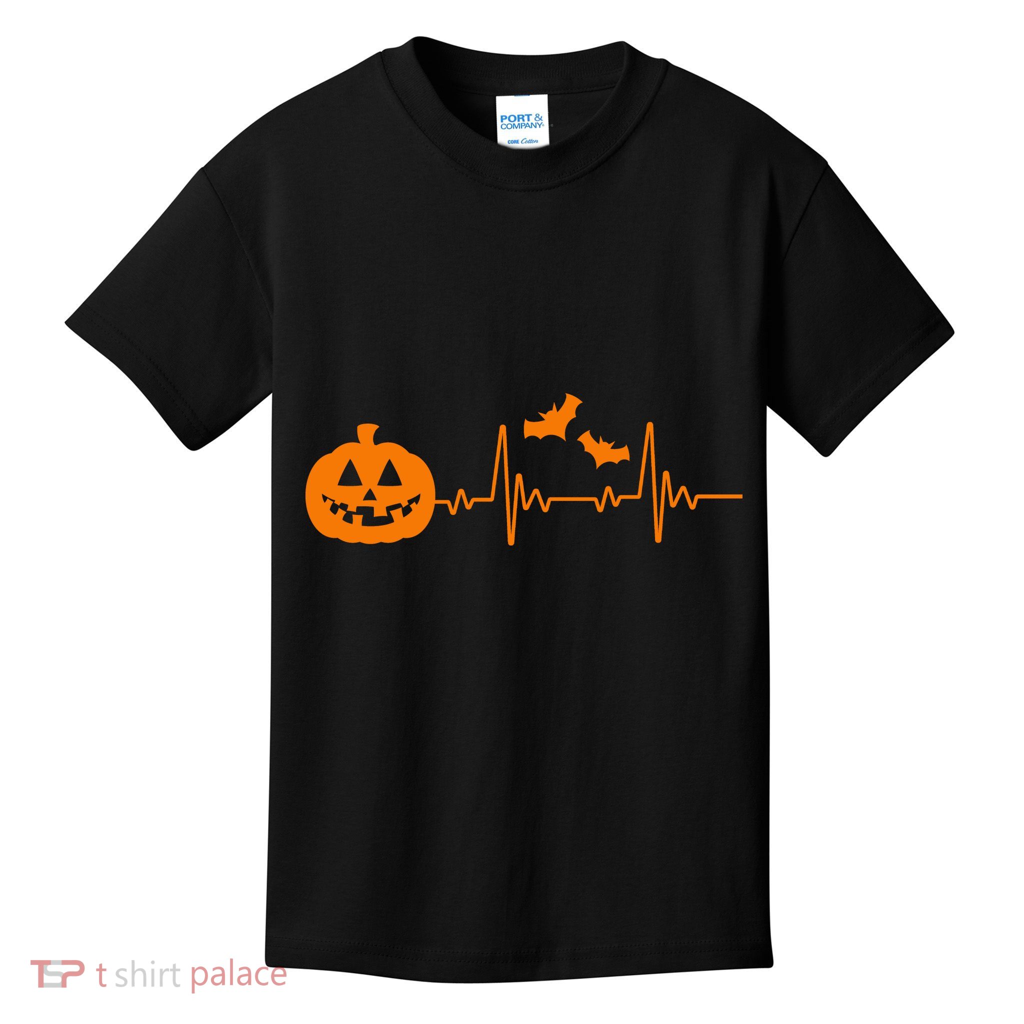 Halloween Pumpkin Heartbeat Pulse Kids T-Shirt