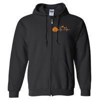 Halloween Pumpkin Heartbeat Pulse Full Zip Hoodie