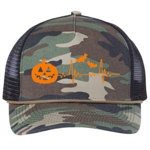 Halloween Pumpkin Heartbeat Pulse Retro Rope Trucker Hat Cap