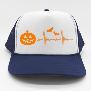 Halloween Pumpkin Heartbeat Pulse Trucker Hat