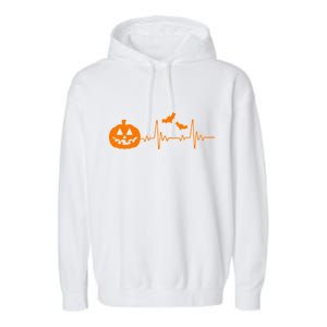 Halloween Pumpkin Heartbeat Pulse Garment-Dyed Fleece Hoodie