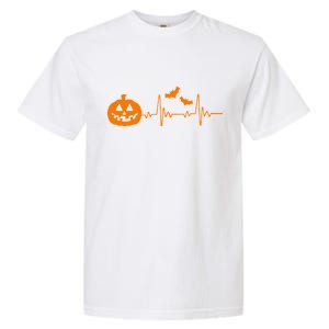 Halloween Pumpkin Heartbeat Pulse Garment-Dyed Heavyweight T-Shirt