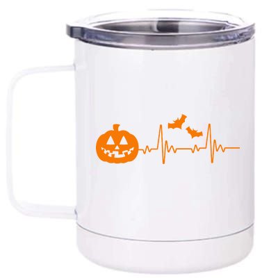 Halloween Pumpkin Heartbeat Pulse 12 oz Stainless Steel Tumbler Cup