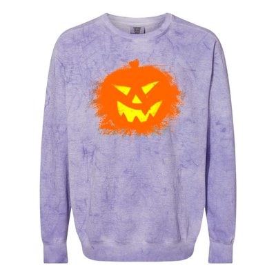 Halloween Pumpkin Jack O Lantern Splatter Colorblast Crewneck Sweatshirt