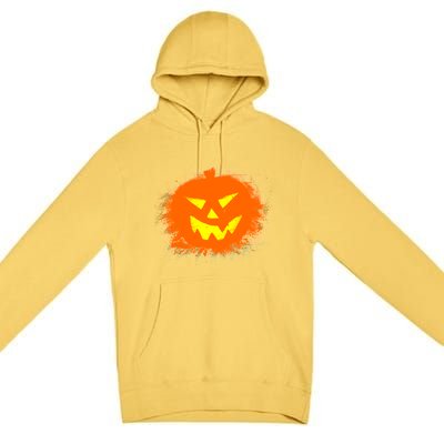 Halloween Pumpkin Jack O Lantern Splatter Premium Pullover Hoodie