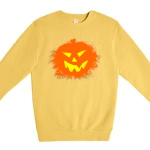 Halloween Pumpkin Jack O Lantern Splatter Premium Crewneck Sweatshirt