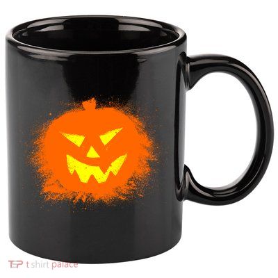 Halloween Pumpkin Jack O Lantern Splatter 11oz C Handle Ceramic Mug