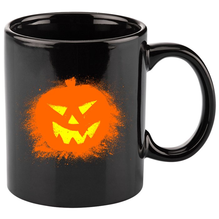Halloween Pumpkin Jack O Lantern Splatter 11oz C Handle Ceramic Mug