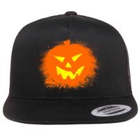 Halloween Pumpkin Jack O Lantern Splatter Flat Bill Trucker Hat