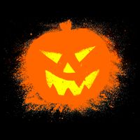Halloween Pumpkin Jack O Lantern Splatter Flat Bill Trucker Hat