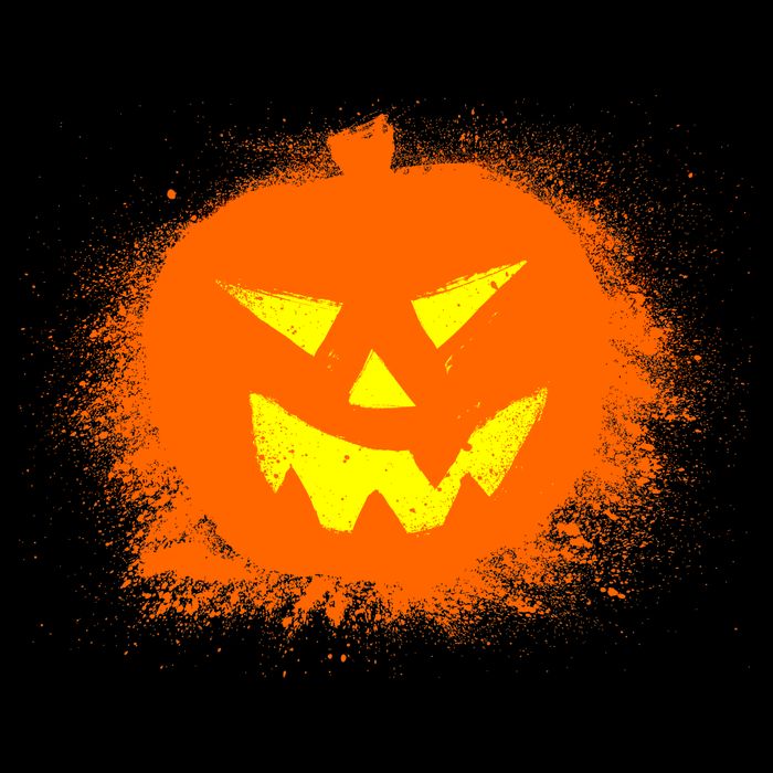 Halloween Pumpkin Jack O Lantern Splatter Flat Bill Trucker Hat