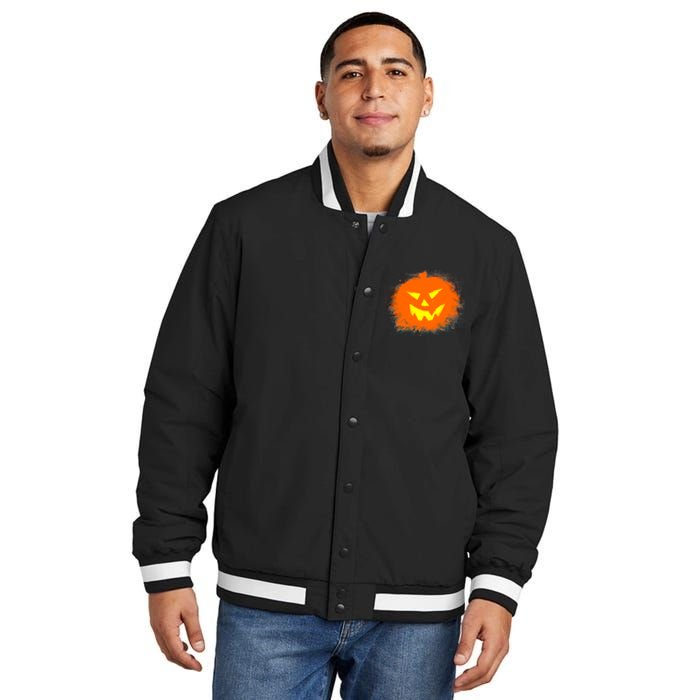 Halloween Pumpkin Jack O Lantern Splatter Insulated Varsity Jacket