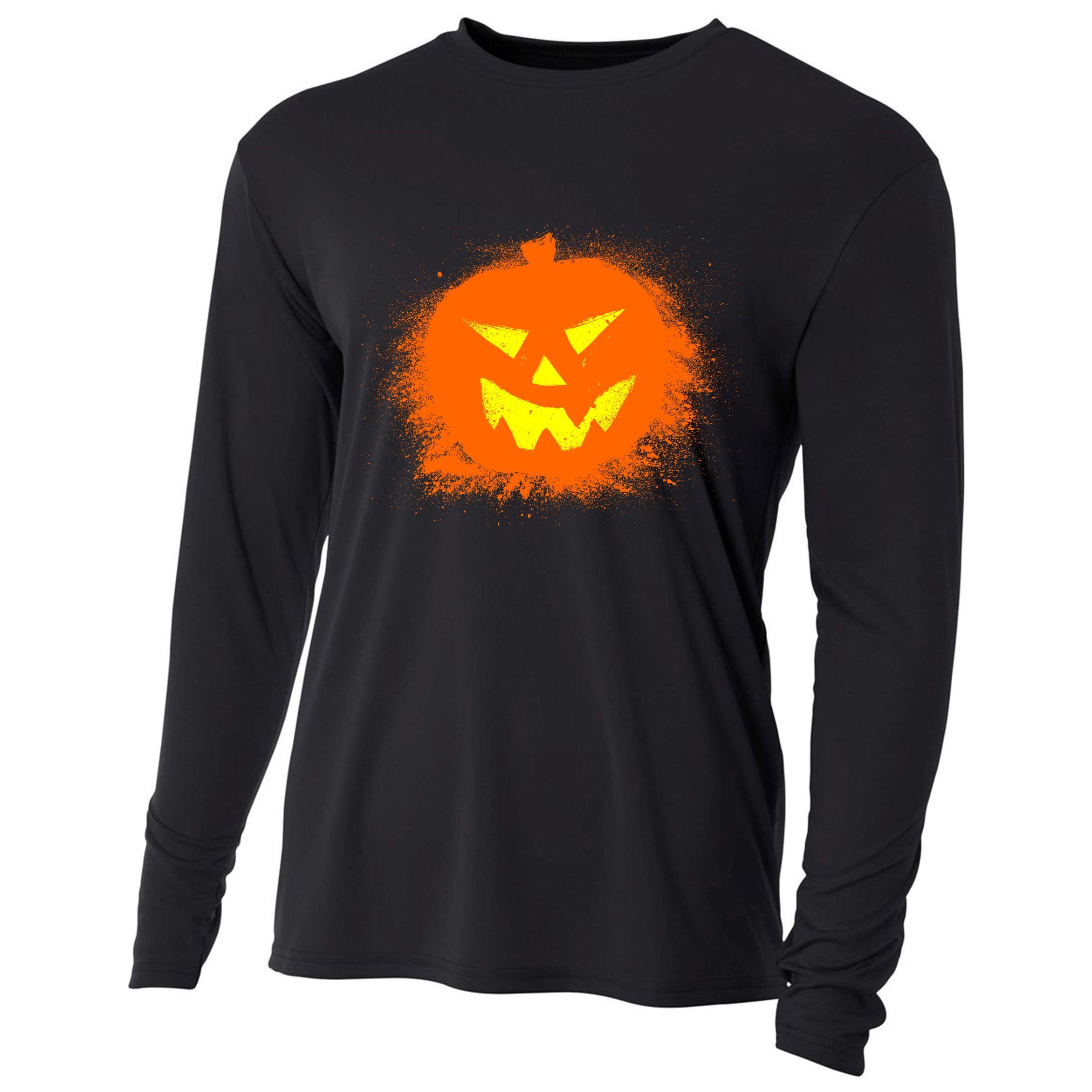 Halloween Pumpkin Jack O Lantern Splatter Cooling Performance Long Sleeve Crew