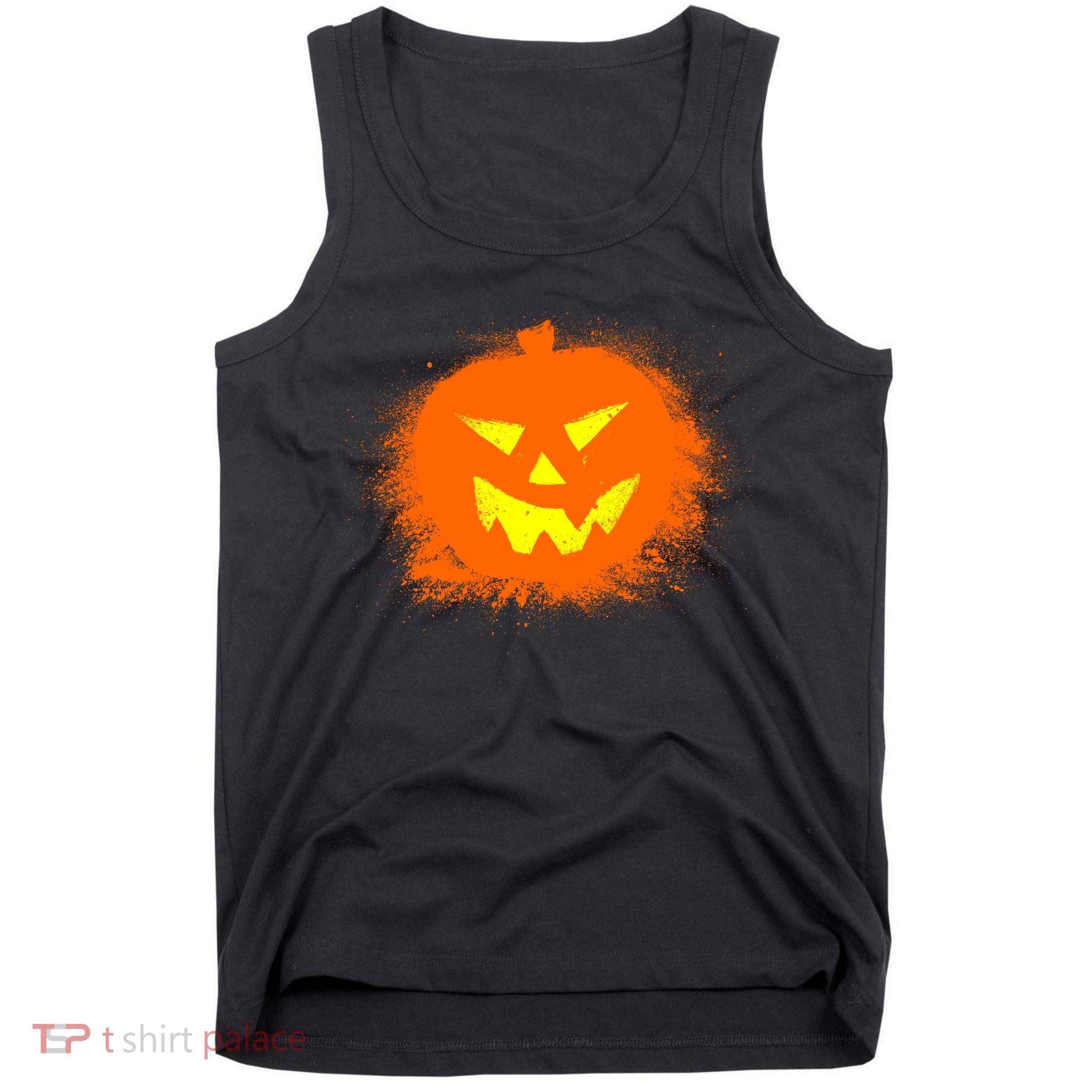 Halloween Pumpkin Jack O Lantern Splatter Tank Top