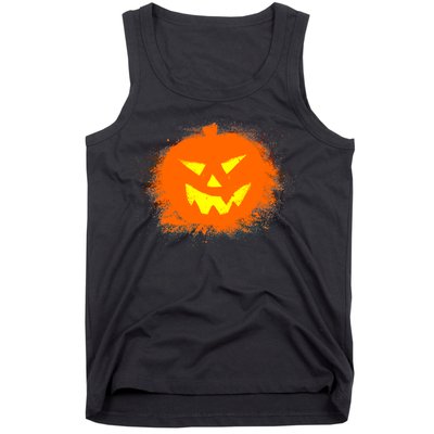 Halloween Pumpkin Jack O Lantern Splatter Tank Top