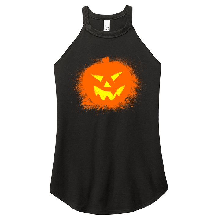 Halloween Pumpkin Jack O Lantern Splatter Women's Perfect Tri Rocker Tank