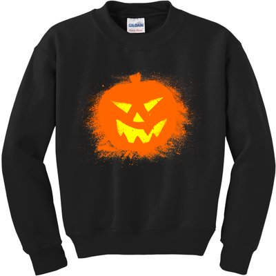 Halloween Pumpkin Jack O Lantern Splatter Kids Sweatshirt