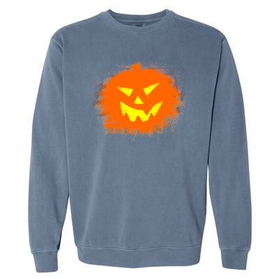 Halloween Pumpkin Jack O Lantern Splatter Garment-Dyed Sweatshirt