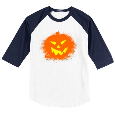 Halloween Pumpkin Jack O Lantern Splatter Baseball Sleeve Shirt