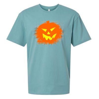 Halloween Pumpkin Jack O Lantern Splatter Sueded Cloud Jersey T-Shirt