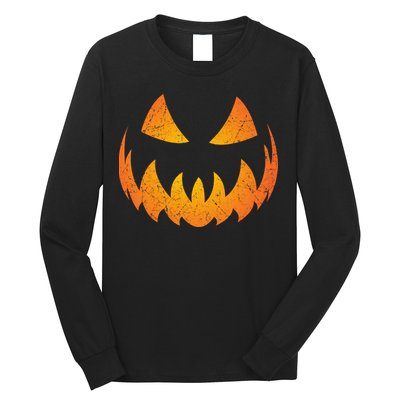 Halloween Pumpkin Jack O'Lantern Face Long Sleeve Shirt