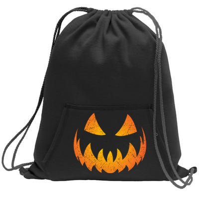 Halloween Pumpkin Jack O'Lantern Face Sweatshirt Cinch Pack Bag