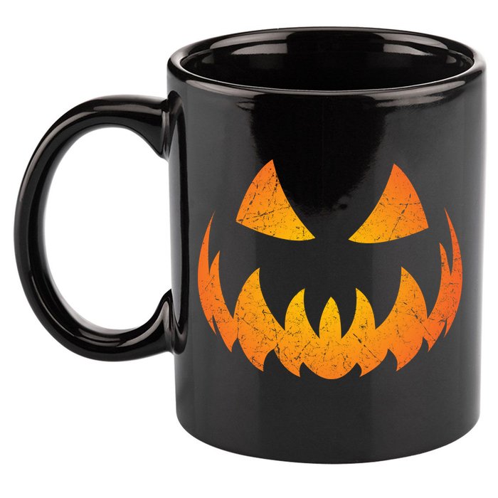 Halloween Pumpkin Jack O'Lantern Face 11oz C Handle Ceramic Mug