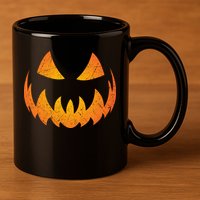 Halloween Pumpkin Jack O'Lantern Face 11oz C Handle Ceramic Mug