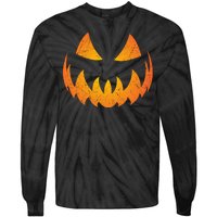 Halloween Pumpkin Jack O'Lantern Face Tie-Dye Long Sleeve Shirt