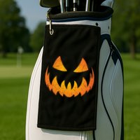 Halloween Pumpkin Jack O'Lantern Face Golf Towel