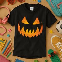 Halloween Pumpkin Jack O'Lantern Face Kids T-Shirt