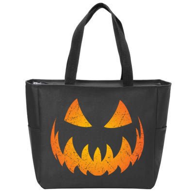 Halloween Pumpkin Jack O'Lantern Face Zip Tote Bag