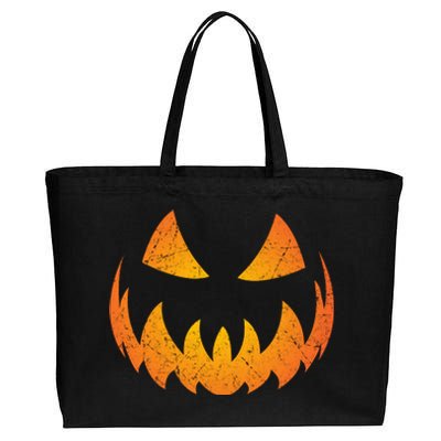 Halloween Pumpkin Jack O'Lantern Face Cotton Canvas Jumbo Tote