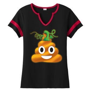 Halloween Pumpkin Poop Emoji Ladies Halftime Notch Neck Tee