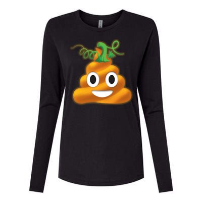 Halloween Pumpkin Poop Emoji Womens Cotton Relaxed Long Sleeve T-Shirt