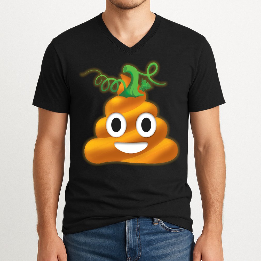 Halloween Pumpkin Poop Emoji V-Neck T-Shirt