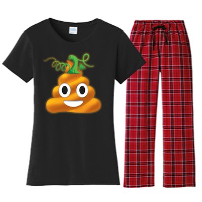 Halloween Pumpkin Poop Emoji Women's Flannel Pajama Set