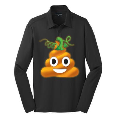 Halloween Pumpkin Poop Emoji Silk Touch Performance Long Sleeve Polo