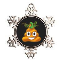 Halloween Pumpkin Poop Emoji Metallic Star Ornament