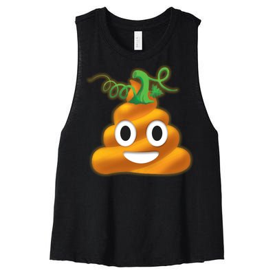 Halloween Pumpkin Poop Emoji Women's Racerback Cropped Tank