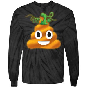 Halloween Pumpkin Poop Emoji Tie-Dye Long Sleeve Shirt