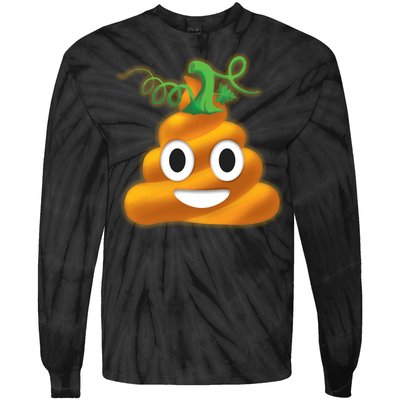 Halloween Pumpkin Poop Emoji Tie-Dye Long Sleeve Shirt