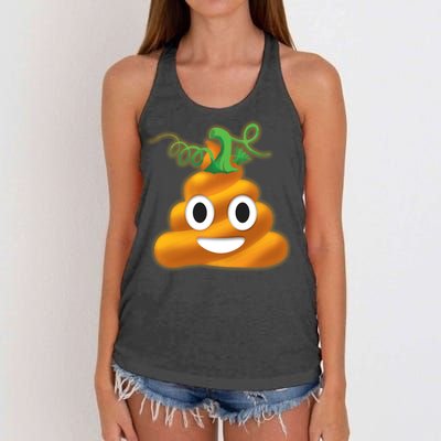 Halloween Pumpkin Poop Emoji Women's Knotted Racerback Tank